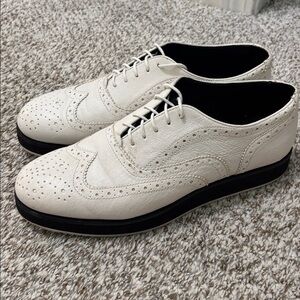 Rag & Bone white leather slip on Meli Brogue shoes 39